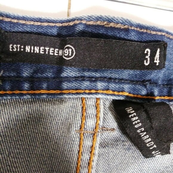 est: Nineteen 91 Jeans Size 34 Mens Dark Wash Skinny Jean - Picture 3 of 5